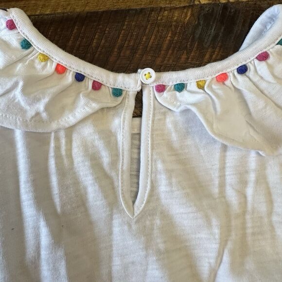 Boden Size 13-14 Years White Sleeveless Top Rainbow Poms Neckline - Picture 5 of 6